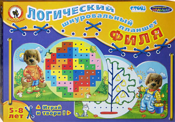 Настольные игры Олеси Емельяновой. Логический шнуровальный планшет: Филя. Игра для детей от 5 лет.