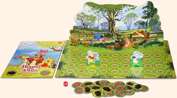Настольная игра с полем-панорамой: Винни и Кролик. Игра для детей от 5 до 8 лет. Настольные игры Олеси Емельяновой. Вид поля и карточек