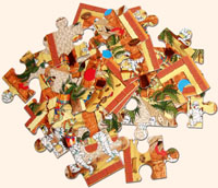 Настольные игры Олеси Емельяновой с полями-пазлами. Puzzleboardgame. Гонки мумий. Несобранное поле-пазл.