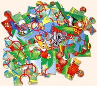 Настольные игры Олеси Емельяновой с полями-пазлами. Puzzleboardgame. Лимпопо. Несобранное поле-пазл.