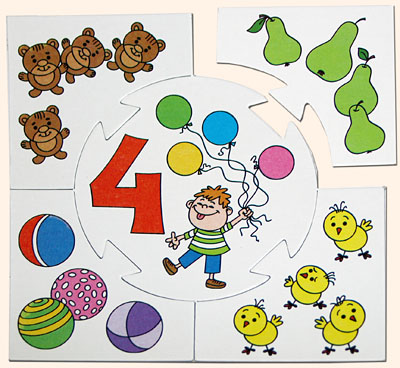 Настольные игры Олеси Емельяновой. Каталог. Учись, играя: Цифры. Детский дидактический набор пазлов - для малышей от 3 до 6 лет. Карточка