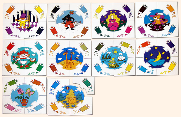 Настольные игры Олеси Емельяновой. Каталог. Учись, играя: Сочетание цветов. Детский дидактический набор пазлов - для малышей от 4 до 7 лет. Карточки набора