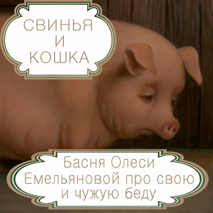 Свинья и кошка – басня в стихах Олеси Емельяновой про свою и чужую беду. Читать басни современных авторов.