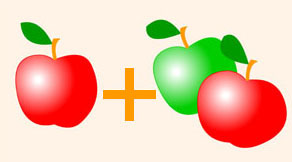 Пример. Одно яблоко плюс два яблока.